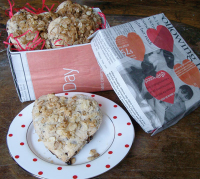 Chocolate cherry scones and a homemade box make an eco-friendly and healthy gift.